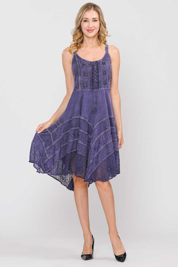 Short Sandwash Strap Dress - Purple